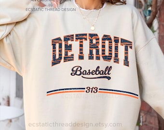 Vintage Detroit Baseball Sweatshirt, Baseball Detroit Crewneck Sweatshirt, Detroit Baseball Crew Neck, Detroit Baseball Gifts, Detroit 313