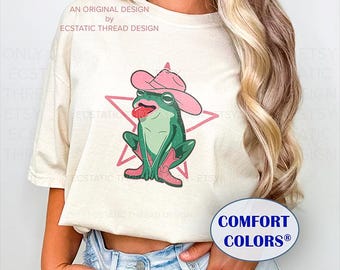 Cowgirl Frog Shirt, Frog T shirt, Comfort Colors®, Frog Shirt For Women, Silly Frog T-shirt, Frog Lover Shirt, Howdy Frog, Retro Frog Shirts