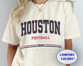 Vintage Houston Football Shirt, Distressed Houston Football Tshirt, Comfort Colors®, H Town, Houston Football Fan Gift, For Women & Men
