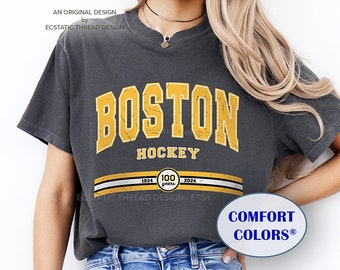 Vintage Boston Hockey Shirt, Boston Hockey Tshirts, Comfort Colors®, Boston Hockey Fan, Boston Hockey Gift, Hockey Boston, Women and Men