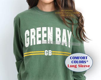 Green Bay Football Long Sleeve Shirt, Comfort Colors, GB Shirts, Vintage Green Bay Football Tshirt, Greenbay Gift, Unisex