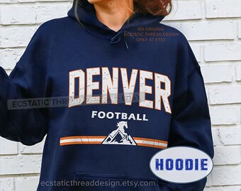 Denver Football Hoodie, Vintage Style, Heritage Team, Retro Hoodies, Game Day, Hooded Sweatshirts, Unisex