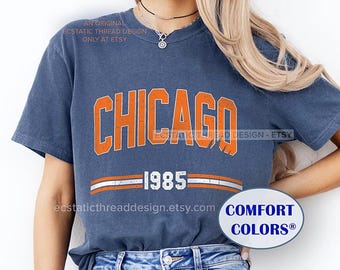 Retro Chicago Football Shirt, 1985 Heritage, Vintage Style Tee, Unisex Comfort Colors