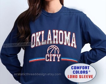 Oklahoma City Basketball Shirt, Comfort Colors Long Sleeve, Heritage Tee, Vintage OKC Shirts, Unisex