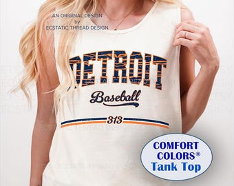 Detroit Baseball Tank Top, Comfort Colors, Womens Detroit Tank Top, Vintage Detroit Baseball Shirts, Retro Baseball Detroit Shirt, Unisex