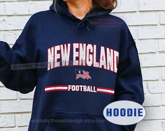 New England Football Hoodie, Heritage Hoodies, Vintage Style, Retro Hooded Sweatshirt, Game Day, Unisex