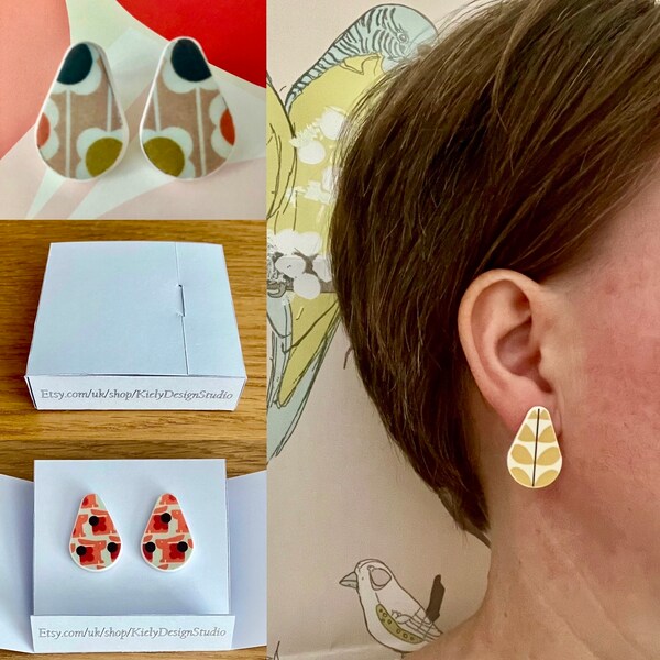 Orla Kiely inspired acrylic stud earrings