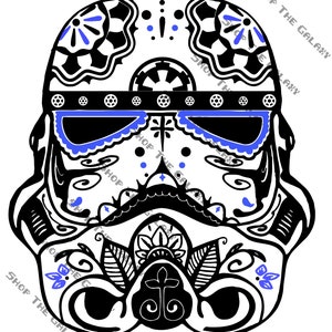 Stormtrooper Sugar Skull, Dia De Los Muertos, Star Wars SVG Cricut Vector Clip Art