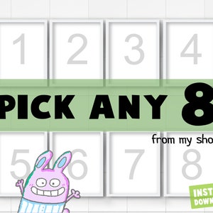 Set de 8 impresiones digitales instantáneas para decoración de pared de baño infantil con superhéroes, princesas y princesas. Descarga imprimibles.