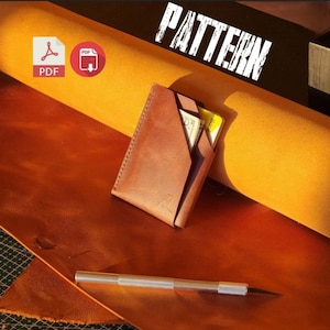 Template) Leather Folding Wallet, Card Holder Pattern, Card Case Pattern, Wallet pdf, Card Holder Pdf