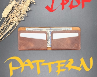 Leather Bifold Wallet Template, Man Wallet Pattern, Wallet pdf, Card Case, Card Holder