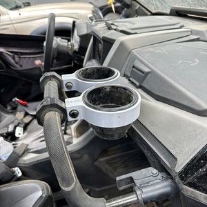 Single Cup Holder for .75" up to 1.25" Perfect for RZR PRO XP Grab Handle, Golf Cart