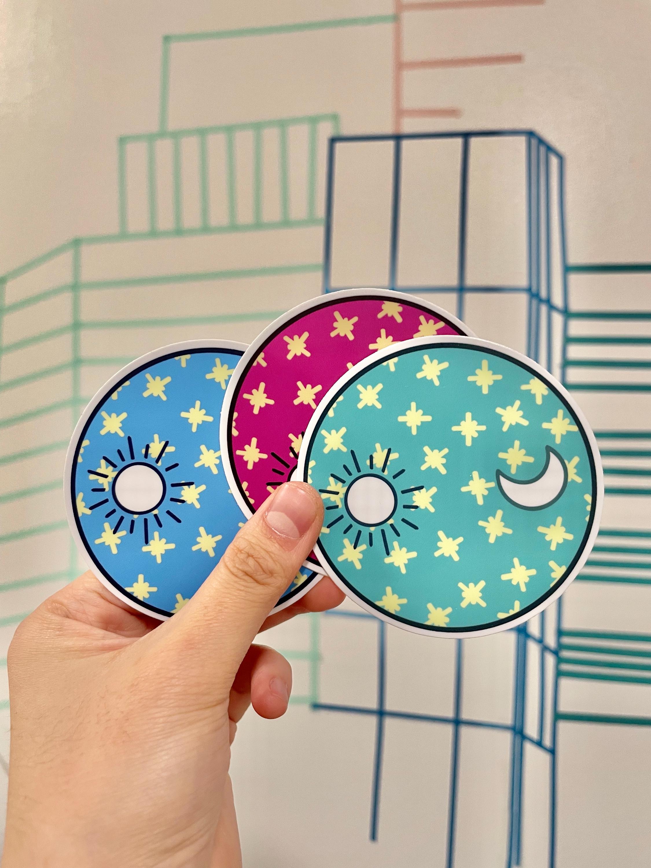 Celestial Sun Moon Stars Matte Vinyl Sticker – Laptops, Water Bottles ...