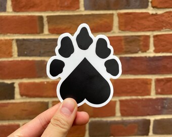 Black Heart Puppy Paw Matte Sticker – Dog Lover Decal for Laptops, Water Bottles