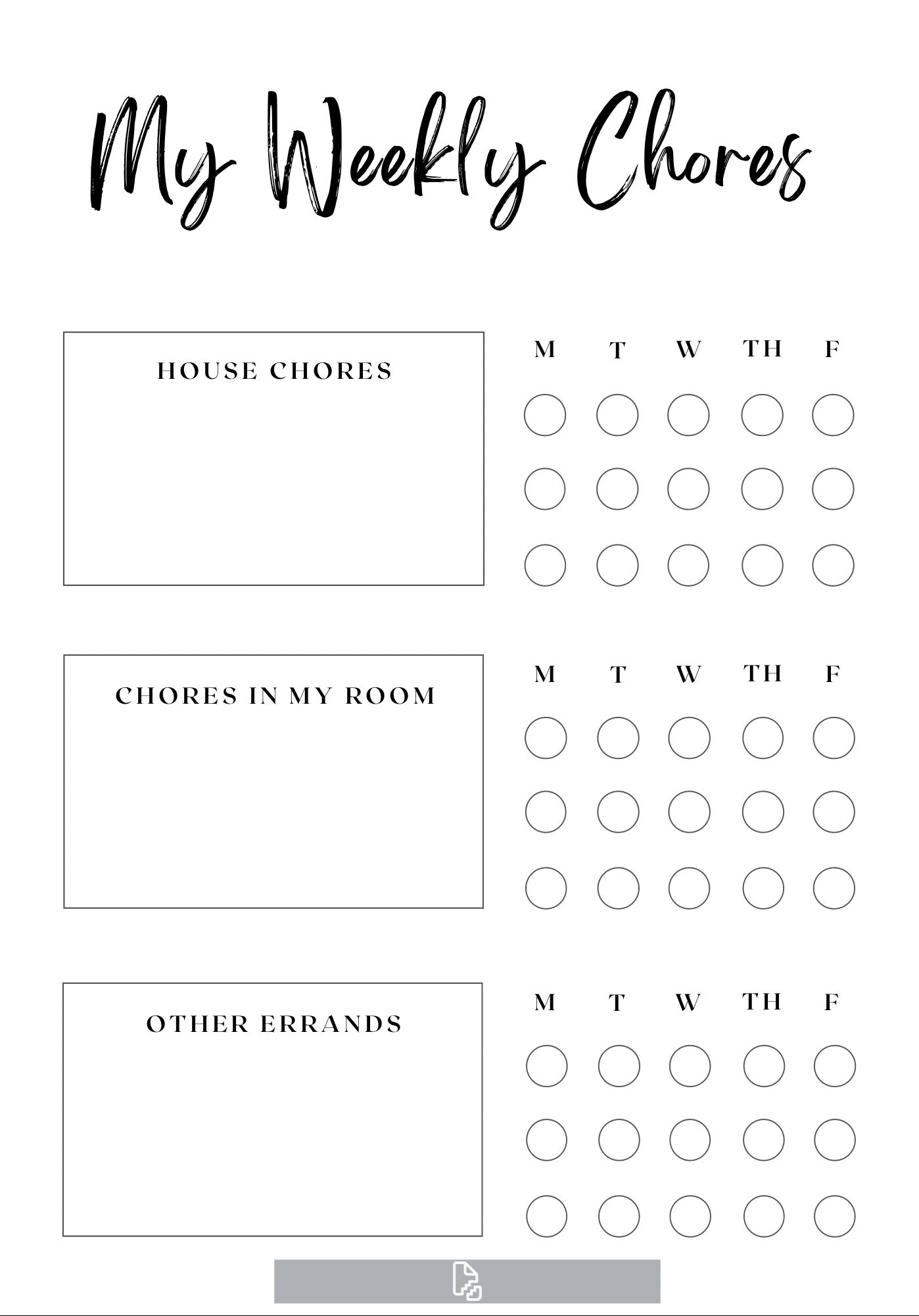 Digital chore chart responsibility chart kids chore chart family
