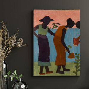 Lady in Rust, Black Woman Art Print | African American Art, Black Folk Art, Black Culture Print, Black Family Land | Unframed Art Poster