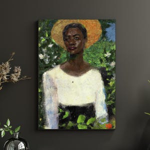 Romantic Cottage Art Wall Poster, Lady 2 | Black Woman Print, African American Woman Wall Art, Black Girl Decor, Afrocentric Culture Print