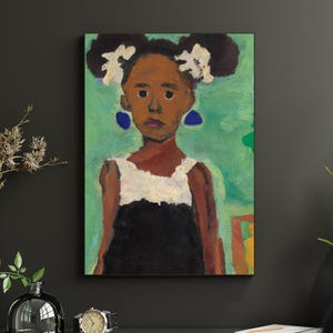 Girl in Afro Puffs Black Art Wall Poster, Black Child Print, African American Girl Wall Art | Black Girl Decor Unframed Artwork Poster Print