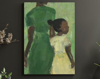 Green Mother Black Art Wall Poster | Black Woman Print | African American Woman Wall Art | Black Girl Decor | Unframed Artwork Poster Print