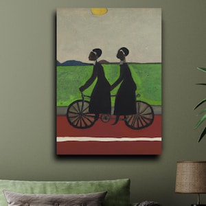 Double Ride, Folk Art Series, Matte CANVAS wall art | Black culture, bike life, Black Americana print, African American artwork, vintage