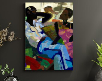Poster da parete Pink Lady Black Art / Stampa di coppia nera / Arte murale di famiglia afroamericana / Arte di persone nere / Poster senza cornice