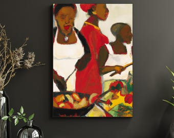 Lady in White Cooking Wall Art Poster | Black Woman Print | African American Woman Wall Art | Black Girl Decor | Unframed Artwork