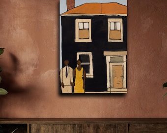 Family Home, Black Folk Art, Matte CANVAS | Black Art prints, African American artwork, Afrocentric Decor
