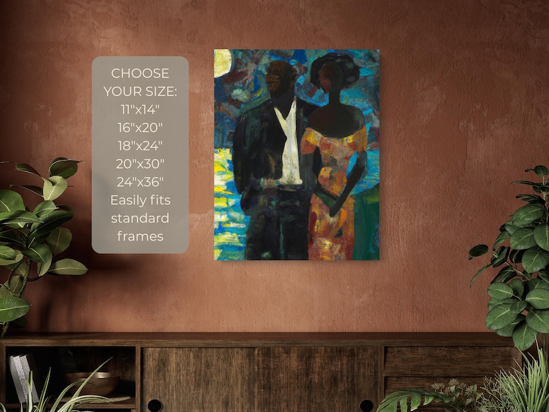 Moonlight, Black Couple Art Poster Print, Black Love Wall Art | African American Family Artwork | Black Art Decor, Afrocentric Ethnic Art 画像 4