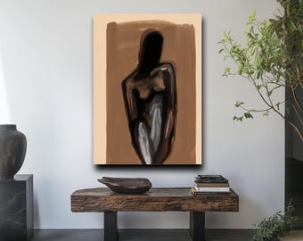 Art Study 2, Minimalist Matte CANVAS Wall Art | Modern Black art, Contemporary African American art, Black artist print, Black woman sketch
