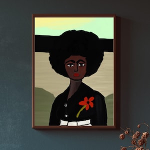 Jo Folk Art, FRAMED Canvas, African American Folk Art, Black Culture Print, Black People Art, Black Americana, Black Portrait, Afrocentric