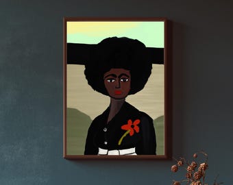 Jo Folk Art, FRAMED Canvas, African American Folk Art, Black Culture Print, Black People Art, Black Americana, Black Portrait, Afrocentric