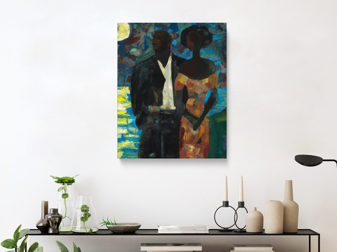 Moonlight Black Art Wall Poster Black Couple Print African American