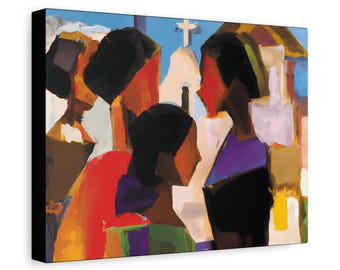 Stained Glass 1, Christian Wall Art, Extra Large Canvas Art | African American Church Artwork, Afrocentric Decor, Black Artist