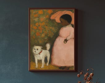 Love Dogs 2, seria „Córka”, oprawiony obraz na płótnie | Grafika czarnoskórej dziewczyny