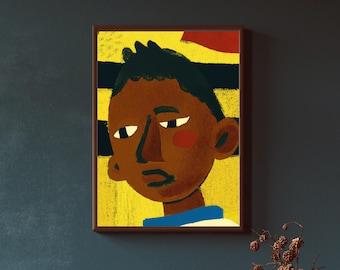 John Folk Art, Tela incorniciata / Arte popolare afroamericana, Stampa sulla cultura nera, Arte delle persone di colore, Camera per ragazzi di colore, Americana afroamericana, Arte di famiglia