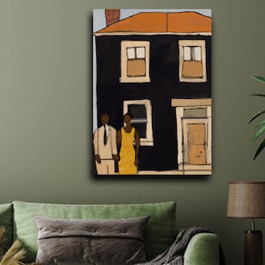 Black Folk Art, Family Home, CANVAS wall art | Black Art prints, African American artwork, African Folk Art | Black people art, Black family
