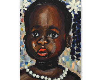 Girl in Pearls, BLACK GIRL Magic, Matte CANVAS, African American Artwork | Black Girl Wall Art, Melanin Girl Art,  Kids Room Decor, Afro Art