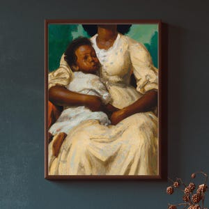 The Madonna Folk Art, FRAMED Canvas | African American Art, Black Culture Print, Black Americana, Black Family Art Print, Mother Child Print