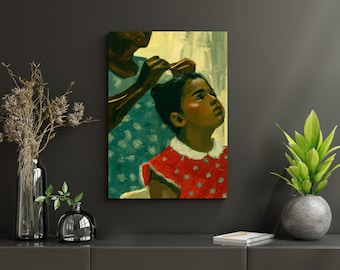 Hair Days 2, Impressão em Pôster | Pintura de Arte Negra, Arte Afro-Americana, Impressão de Cultura Negra, Impressão de Arte Afrocentrada