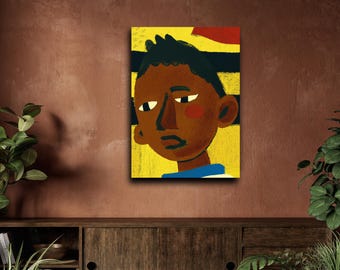 John, Black Americana, FOLK ART, African American Art | Black culture, Black people, Ethnic Art, Black Kid Art, Matte CANVAS Wall Art Print
