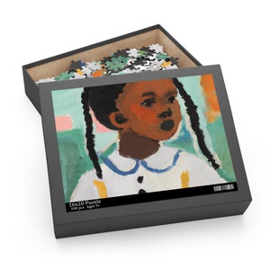 Art Jigsaw Puzzle, Pig Tails Puzzle, Family Jigsaw Puzzle for Adults, African American Puzzle, Unique Puzzle Art Gift, 120, 252, 500 Piece