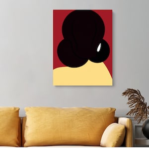 The Bun, Black Hair Art Series | Matte CANVAS wall art | African American woman beauty shop print, Black girl hair portraits, bold color art