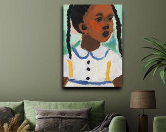 Pigtails, Black Girl Artwork Print – Afrocentric Canvas Wall Art Decor