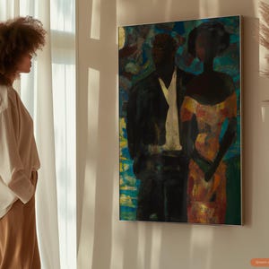 Moonlight, Black Couple Art Poster Print, Black Love Wall Art | African American Family Artwork | Black Art Decor, Afrocentric Ethnic Art 画像 11