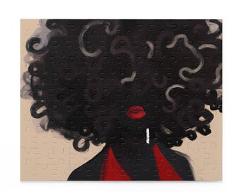 Afro Diva, Black Art, Jigsaw Puzzle | Afrocentric, African American, Black Girl, Hobby Gift | 120, 252, 500 Pcs