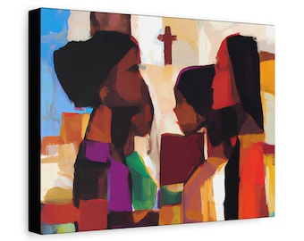 Stained Glass 2, Christian Wall Art, Extra Large Canvas Art | African American Church Artwork, Afrocentric Decor by a Black Artist