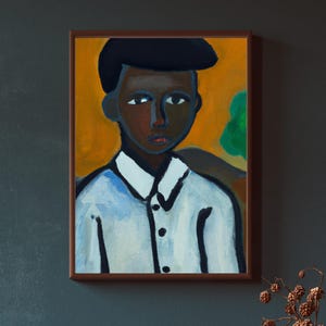Grant Folk Art, FRAMED Canvas | African American Folk Art, Black Culture Print, Black People Art, Black Americana, Black Art Portrait