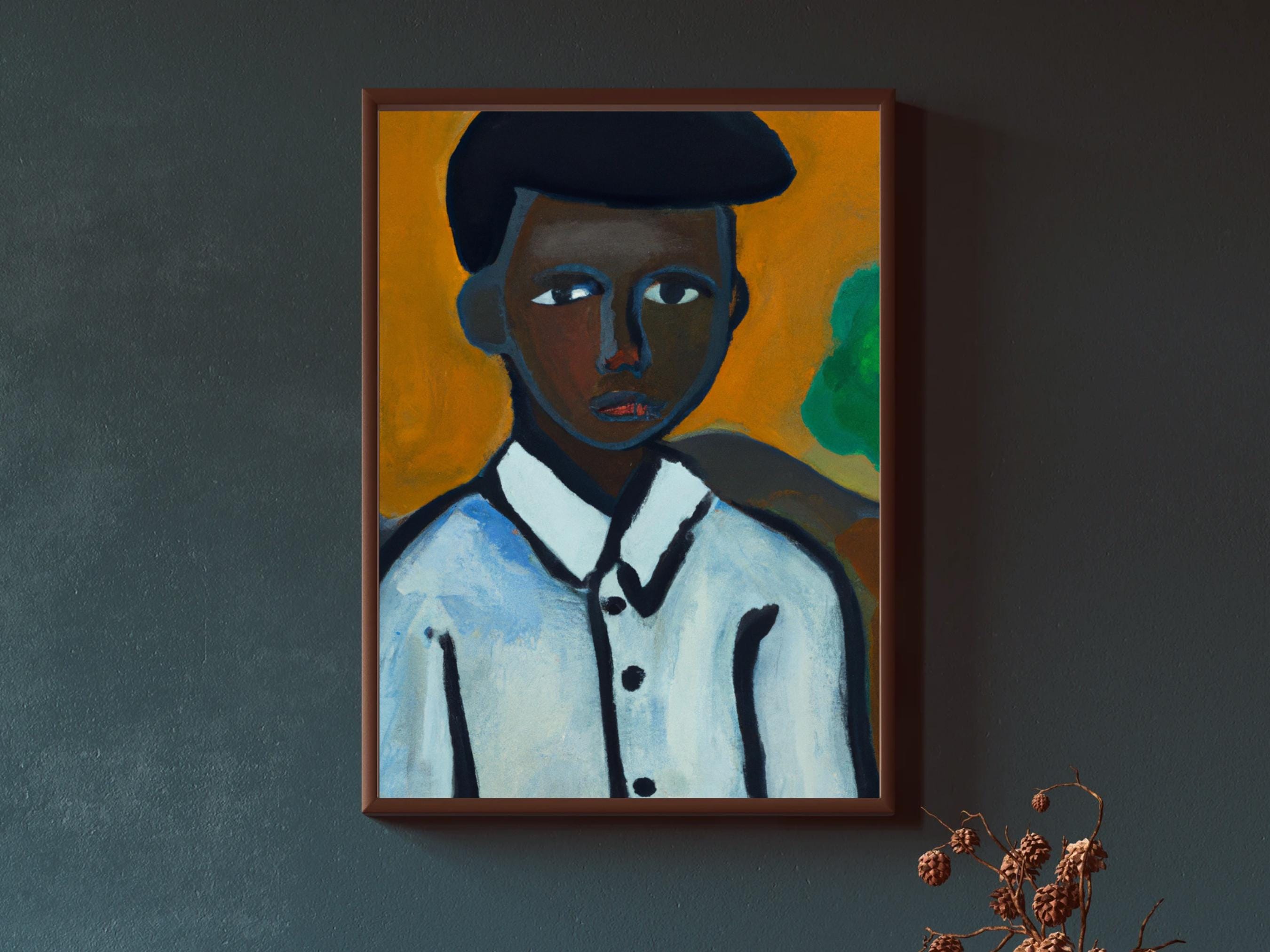 Grant Folk Art, FRAMED Canvas | African American Folk Art, Black Culture Print, Black People Art, Black Americana, Black Art Portrait