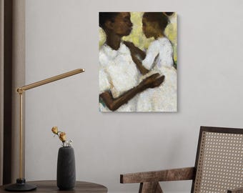 Ivory Mother Daughter Series, Matte CANVAS Art | Black Family Art, African American Art, Black Culture Print, Family Love, Afrocentric Decor