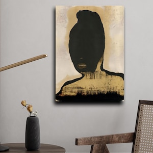 Study in Black, Modern Art Sketch, Wrapped CANVAS | Black Man Art Print, African American Artwork, Minimalist Wall Art, Neutral, Fluid